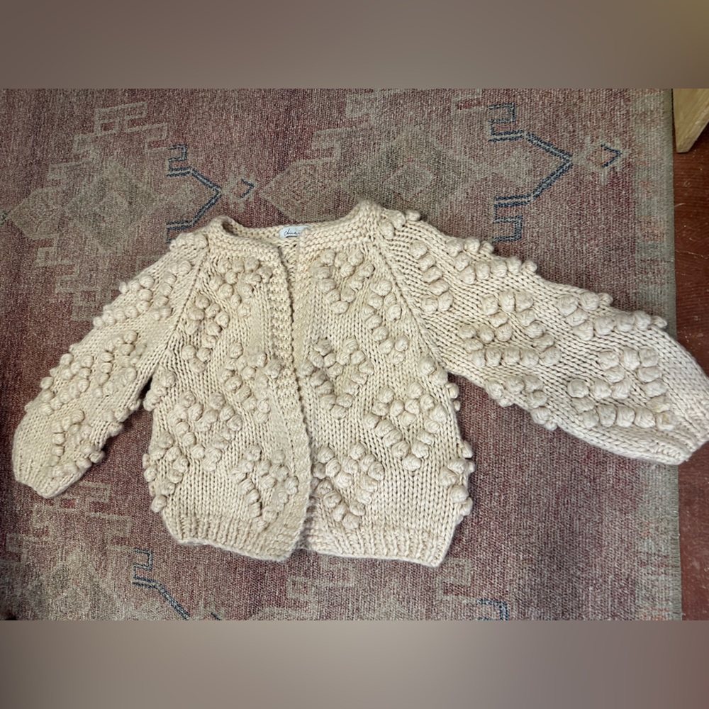Chic Wish knit your love cardigan Anthropologie heart textured chunky size med - Picture 5 of 12